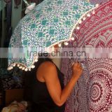Indian HandmSummer Protection Sun Parasol Mandala Ombre Umbrella Cotton Beach Umbrella