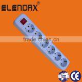 Europe Style 6 Way Extension Power Socket With Grounding and Switch (E8006ES)