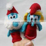 Hot factory custom funny plush smurfs doll hand puppet