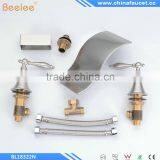 Nickel Brushed Finish Two Handles Three Holes Bathroom Waterfall Basin Mixer Vessel Faucet Tap Contemporary Waterfall Brass Quality Choice thumbnail-6