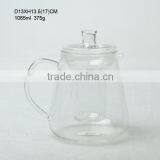 Whole Sale 1065ml Clear Glass Tea Pot With Glass Lid and Side Handle