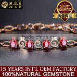 MBH jewellery hot classic diamond gemstone hand catenary 18k gold inlay natural red ruby bracelet for women dubai gold jewelry