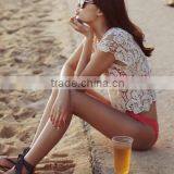 2016 Crochet Stitching Bikini Outside Smock Cover Up Hollow Beach Blouse thumbnail-2