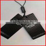 Fashionable Solid Paper Black Hangtags With Printing On Garment Wholesale