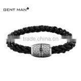 New Style Lether Men Bracelet, Handmade Geniune Leather Cuff Bracelet With Stainless Steel Clasp thumbnail-4