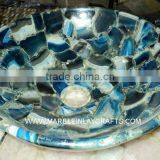 Blue Dyed Agate Sink , Agate Gemstone Natural Sink