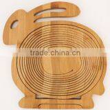 Handmade Fruit Basket Bowl Folding Bamboo Collapsing Bread Thai Bamboo Wood Handmade Decor Idea thumbnail-1