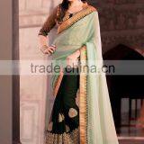 Blue Chiffon On Net Saree thumbnail-6