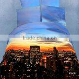 Beautiful City Night Design 100% Cotton Bedding Set With 3D Reactive Printed