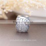 Wholesale Engravable "Marry Me" Custom Wedding Charms Bali Pave Crystal Vintave Thailand Solid Sterling Charms Bead thumbnail-4