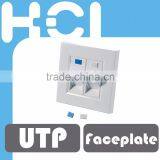 RJ45 Keystone Single Gang 2 Port Angled Wallplate