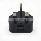 10W/5V 2A 2Port UK PLUG 3 PIN USB Wall Charger/Travel Charger AC Power Adapter for IPhone IPad Samsung Galaxy thumbnail-1