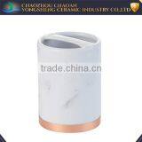 Hotel Rose Gold Metal Base Ceramic Bathroom Accessories Whit Marble Effect thumbnail-5