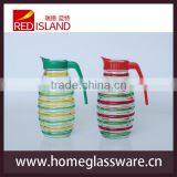 Wholesale Glass Water Bottle With Plastic Handle and Hand Painted thumbnail-1