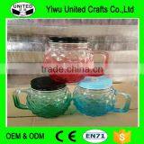 Hight Quality Glass Mason Jar With Handle and Hinged Lids,glass Mason Jars With Lids and Straw Glass Bottle thumbnail-1