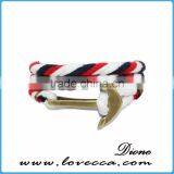 Customized Braided Leather Stainless Steel Hook Anchor Bracelet thumbnail-2