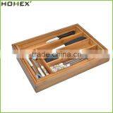 Kitchen Helper High Quality Bamboo Expandable Cutlery Tray& Organizer /Homex_Factory thumbnail-2