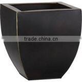 Black Polystone Planter, Durable Fiberstone Outdoor Pots, Lighweight Fiberglass thumbnail-1