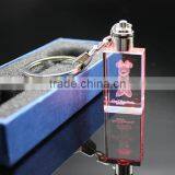 3D Laser Colorful Lighted Crystal Key Chains Key Ring With Metal Ring