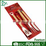 4pcs hot sale stainless steel bbq tools set with bottle oppener