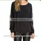 Hot Sale Autumn Ladies' Summer Fashion Loose T-shirt Women Sexy Blusas Lace Splice Patchwork Batwing Long Sleeve Tops Tee thumbnail-4
