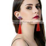 Fashion Shiny Rhinestone Colorful Long Tassel Dangle Earrings thumbnail-3