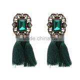 Bohemian Style Big Crystal With Tassel Charms Earrings for Women Jewelry thumbnail-3