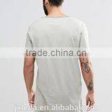 China Suppliers Custom Men Summer Fashion 100% Cotton Raw Scoop Neck Split Hem Long Line T-shirt thumbnail-2