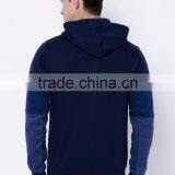 Men Blue Colourblocked Hooded Sweatshirt 2 Pockets Zip Closure Straight Hem Hoodies 100 Percent Cotton Soft Warm Comfort Sweater thumbnail-4