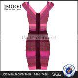 MGOO Wholesale Beautiful Women Dress Custom OEM/ODM Deep V Neck Bandage Dress Sexy Party Red Color Dress H701 thumbnail-4