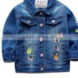 Zm50386b 2017 Autumn Kids Clothes Flower Embroidery Children Coat Girls Jeans Wear thumbnail-1
