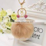 Faux Fur Pompom Key Chains Rhinestone Keychains Ladies Perfume Bottle Key Chain Rings Holder Cover Women Fmq-13 thumbnail-6