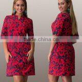 Hot Sale Euro Fashion L-6XL Printed Polyester Fat Women Dress Round Neck Long Sleeve Bodycon Plus Szie Dress for Women thumbnail-2