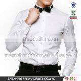 100% Cotton Mandarin Collar Slim Fit White Mens Dress Shirt thumbnail-2