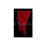 Red Solid Color Breathable Weave Pashmina Silk Shawl With Fringe