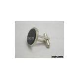 925 Sterling Silver Cuff Button With Inartificial Black Agate In Stocks thumbnail-1