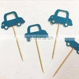 Glitter Blue Mini Car Cupcake Topper Birthday Party Cake Decorations