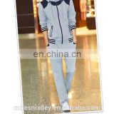 2014 new men's long sleeve fashion Slim cardigan hooded sweatshirts/coat/hoodie,gray blue,maxi,