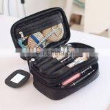 LOGO Printing Two Layer Cosmetic Travel Makeup Case Organizer Bag With Mirror thumbnail-4