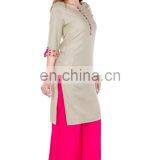 Premium Quality Viscose Fabric Knee Length Embroidered Lady Kurtis thumbnail-5