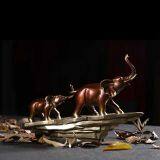 Bronze Elephant Family Statue Including Mother and Calf Elephant Sculpture thumbnail-3