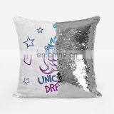 Hot Sale Custom Fabric Cushion Cover Beautiful Travel Mermaid Sequin Pillow Unicorn Custom Pillow Magic Sequin Emoji Pillow thumbnail-3