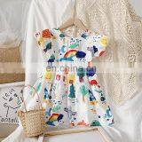 A0119# Summer Girls Dress 2020 Cotton Print Puff Sleeves Backless Kids Clothes Dress thumbnail-5