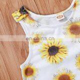 Baby Girl Romper Sunflower Print Summer Sleeveless Vest Jumpsuit for 0-24M thumbnail-4