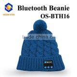 Plain Warm Knitted Bluetooth Beanie Hat With Ball thumbnail-2