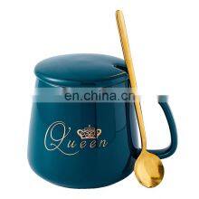 220V Custom Logo Emerald Reusable Luxury Ceramic Coffee Cups Mugs Manufacturer Gift Box Set With Water Heater thumbnail-5