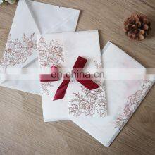 Laser Cut Elegant Luxurious Wedding Invitation Cards Golden Heat Stamping Rose With Tracing Paper Envelopes