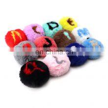 Wholesale Multicolor Furry Fluffy Puff Ball 8cm Faux Rabbit Fur Ball Pom Pom Pompons Keychain thumbnail-3