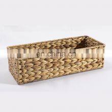 HBK Rectangle Water Hyacinth Woven Rattan Storage Basket Storage Box for Bathroom and Kitchen Storage thumbnail-2