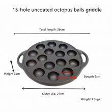 Wholesale Cast Iron Uncoated Meatballs Octopus Meatballs Pan 15 Hole Uncoated Non-stick Barbecue Machine Thickened Frying Pan thumbnail-2